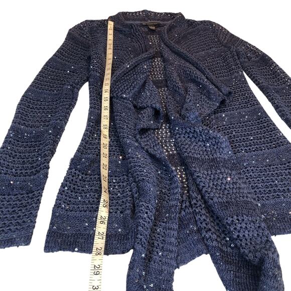 INC International Concepts Denim Blue Sparkle Sweater Waterfall Open Front - Picture 10 of 16